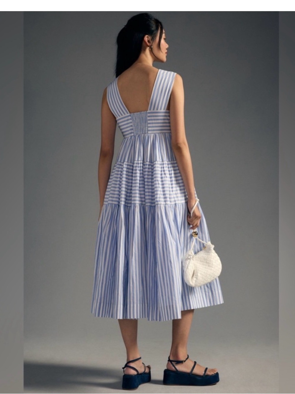 Anthropologie Helena Square-Neck Tiered Midi Dress babydoll - Picture 2 of 6